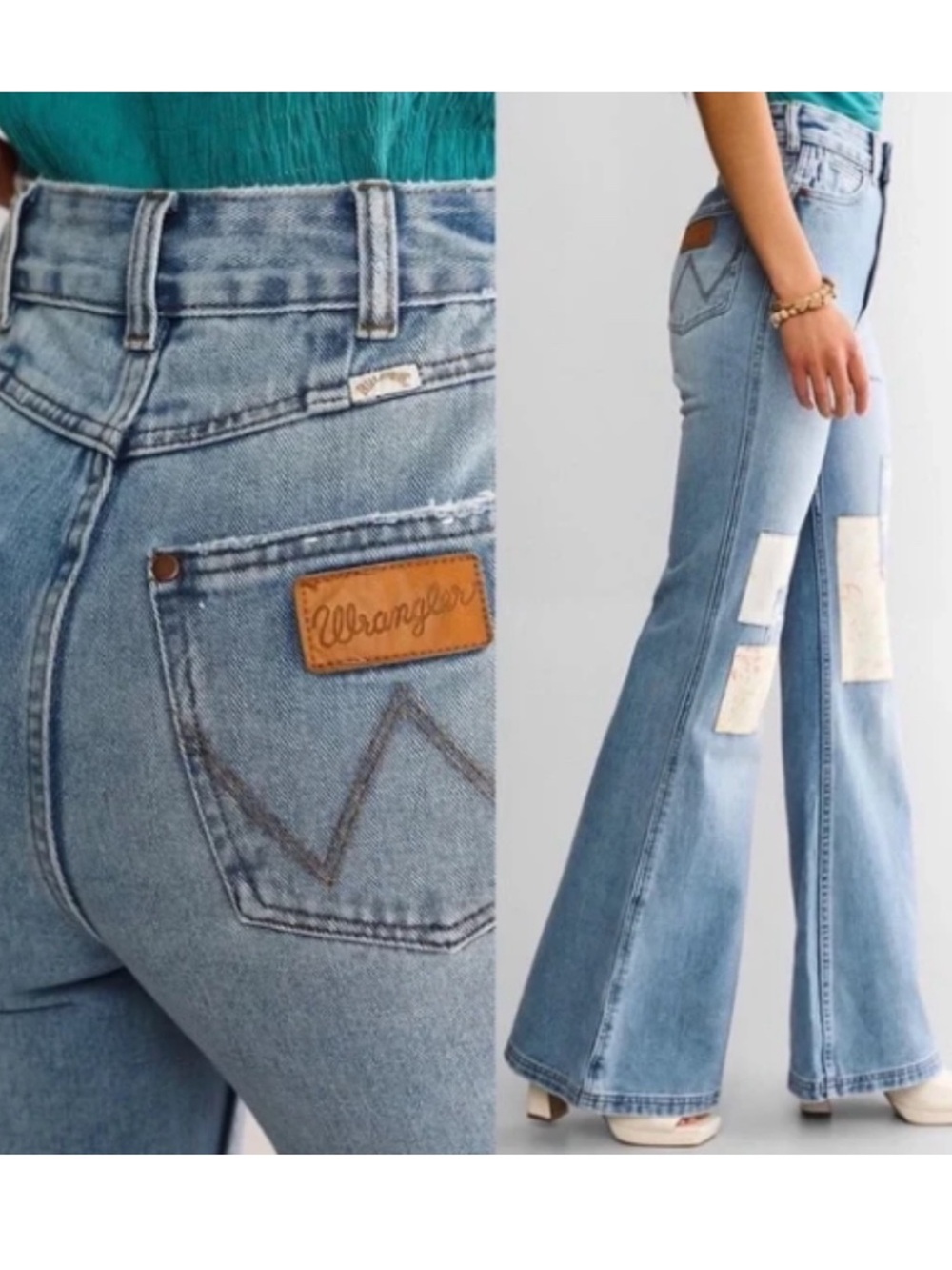Billabong x Wrangler patchwork bell bottom jeans - Picture 2 of 10